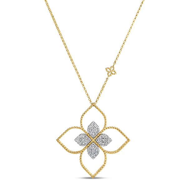 PRINCESS FLOWER OPEN FRAME PAVÉ DIAMOND NECKLACE Carats Mcallen, TX