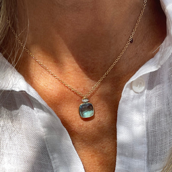 POMELLATO NUDO CLASSIC ROSE/WHITE GOLD SKY BLUE TOPAZ AND DIAMONDS NECKLACE Image 2 Carats Mcallen, TX