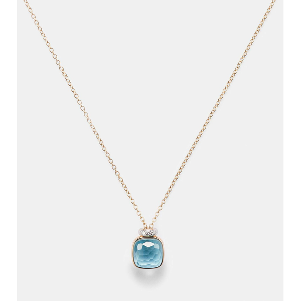 POMELLATO NUDO CLASSIC ROSE/WHITE GOLD SKY BLUE TOPAZ AND DIAMONDS NECKLACE Carats Mcallen, TX