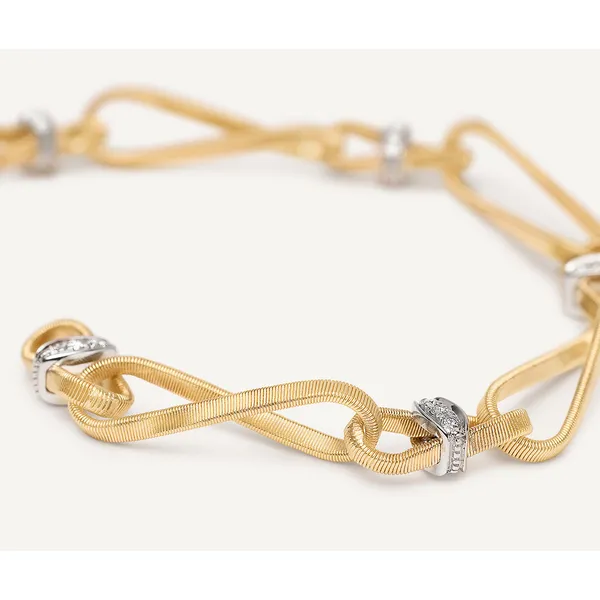 MARCO BICEGO MARRAKECH ONDE 18K Yellow Gold Twisted Coil Link Bracelet With Diamonds Image 3 Carats Mcallen, TX