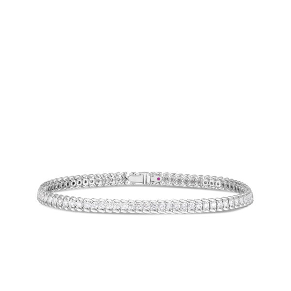 18K WHITE GOLD CLASSIC DIAMOND RIBBED TENNIS BRACELET Carats Mcallen, TX