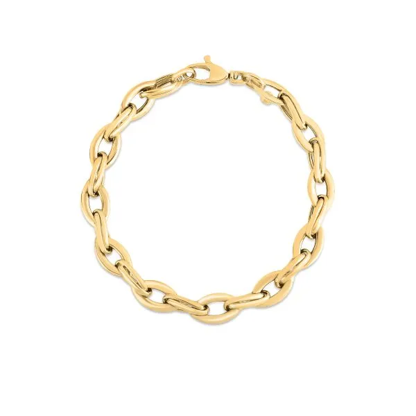 18K YELLOW DESIGNER GOLD ALMOND LINK BRACELET Carats Mcallen, TX