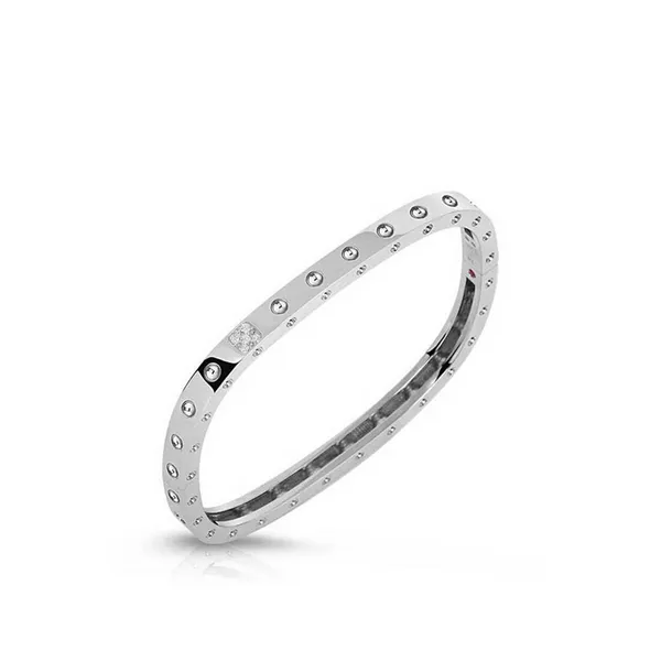 18K GOLD POIS MOI DIAMOND ACCENT SQUARE BANGLE Carats Mcallen, TX