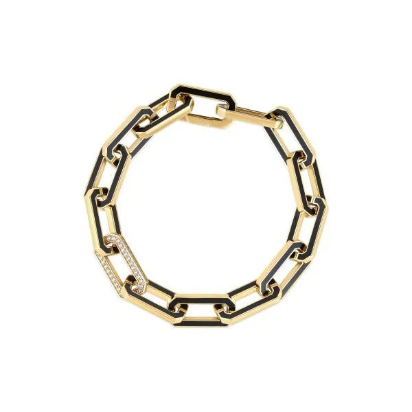 ROBERTO COIN 18 K YELLOW GOLD DIAMOND AND BLACK CERAMIC BRACELET D=.18CTS Carats Mcallen, TX