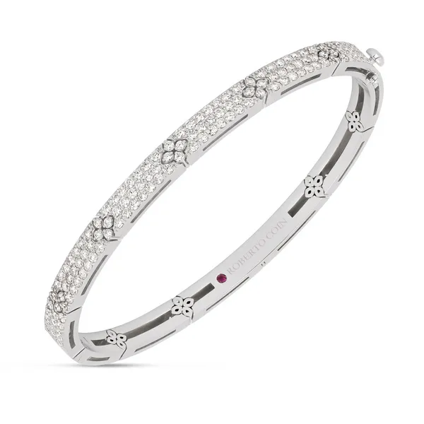 ROBERTO COIN 18 K WHITE GOLD LOVE IN VERONA BANGLE 4.5mm 48X58 D=1.70CTS Carats Mcallen, TX
