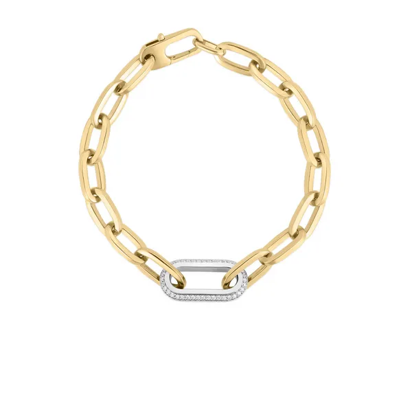 ROBERTO COIN YW GOLD CHAIN W/DIA LINK BRACELET Carats Mcallen, TX