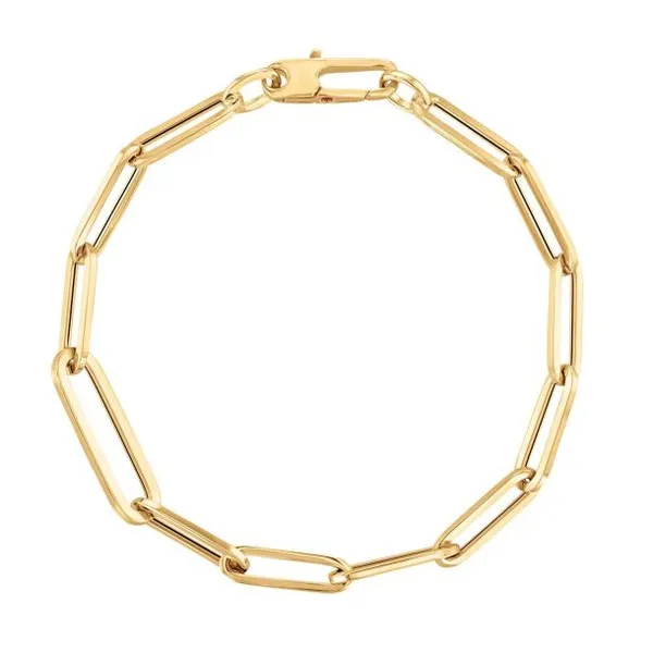 18K YELLOW DESIGNER GOLD ALTERNATING SIZE PAPERCLIP LINK BRACLET Carats Mcallen, TX