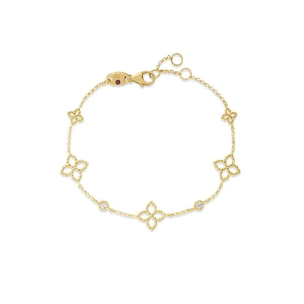 Roberto Coin 18K Yellow Gold Diamond & Flower Station Bracelet Carats Mcallen, TX