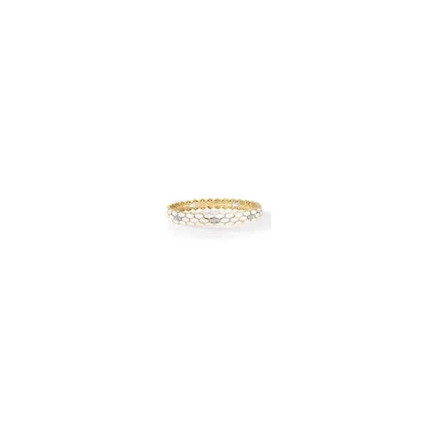 Roberto Coin Yellow Gold Cobra Diamond & White Ceramic Bangle Carats Mcallen, TX