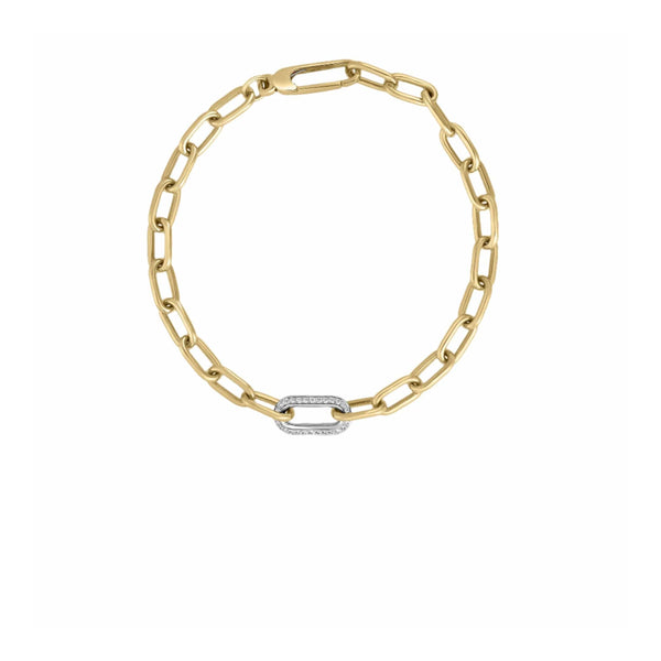 Roberto Coin 18K Yellow Gold Pave Diamond Oval Link Bracelet Carats Mcallen, TX