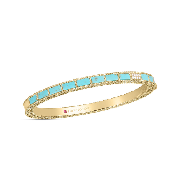 ART DECO MOSAIC DIAMOND ACCENT AND TURQUOISE BANGLE Carats Mcallen, TX