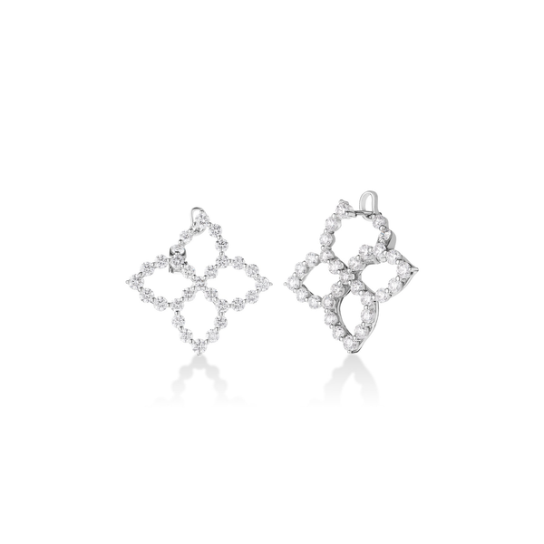 DIAMOND PRINCESS OUTLINE HINGED FLOWER EARRINGS Carats Mcallen, TX