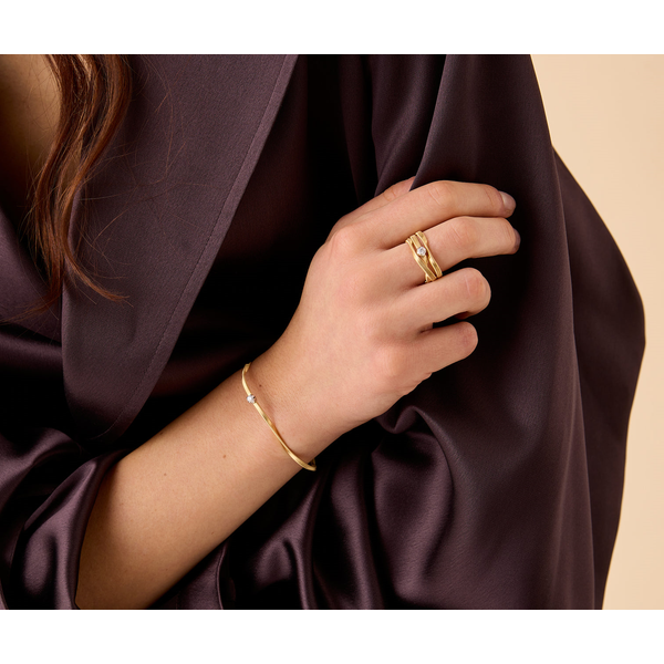 Marrakech 18K Yellow Gold Coil Bangle with Diamond Station Image 2 Carats Mcallen, TX