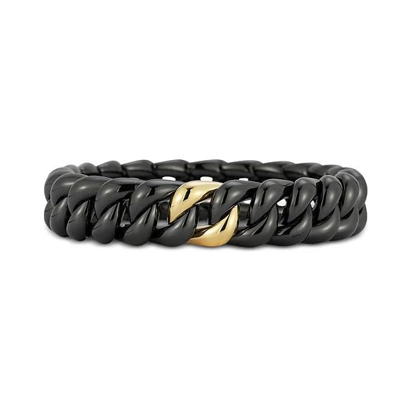 MENS MATTE CERAMIC STRECH LINK BRACELET W/ 1 18 K YELLOW GOLD LINK Carats Mcallen, TX