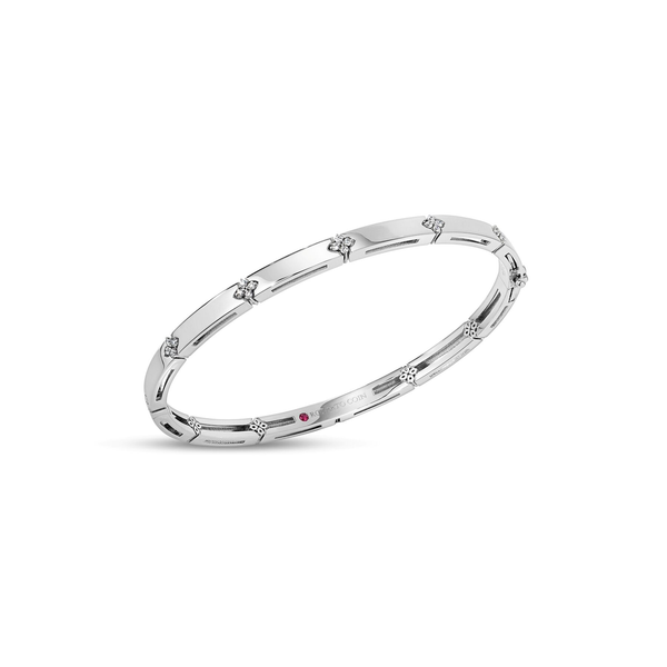 18K WHITE GOLD LOVE IN VERONA DIAMOND ACCENT NARROW BANGLE Carats Mcallen, TX