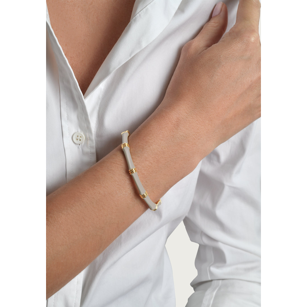Bamboo Enameled Hinged Bangle-TAUPE Image 2 Carats Mcallen, TX