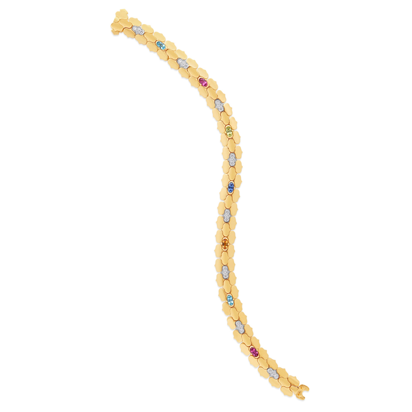 18K YW DIAMOND,RUBY,CITRINE,PERIDOT, AND BLUE SAPPHIRE COBRA BRACELET Image 2 Carats Mcallen, TX
