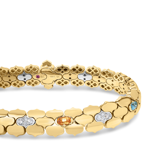 18K YW DIAMOND,RUBY,CITRINE,PERIDOT, AND BLUE SAPPHIRE COBRA BRACELET Image 4 Carats Mcallen, TX