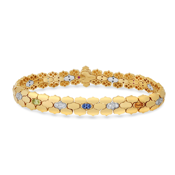 18K YW DIAMOND,RUBY,CITRINE,PERIDOT, AND BLUE SAPPHIRE COBRA BRACELET Carats Mcallen, TX