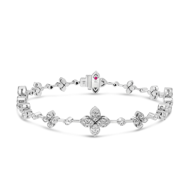 18K WHITE GOLD LOVE IN VERONA PAVE DIAMOND ALTERNATING FLOWER BRACELET Carats Mcallen, TX