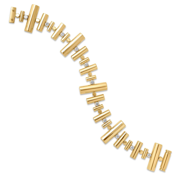 18K YELLOW GOLD DOMINO ALTERNATING LINK DIAMOND BRACELET Image 2 Carats Mcallen, TX