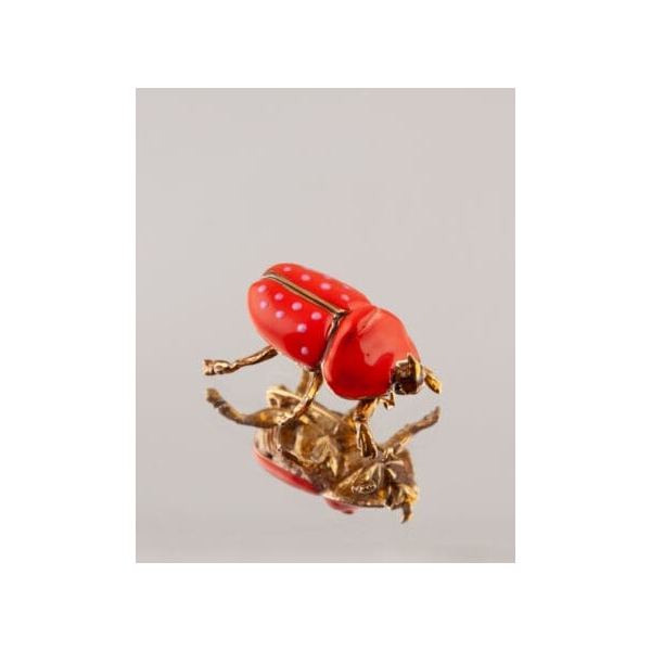 INSECTARIUM - MALE SCARAB BROOCH IN BRASS WITH RED ENAMEL W/GOLD PLATE Carats Mcallen, TX