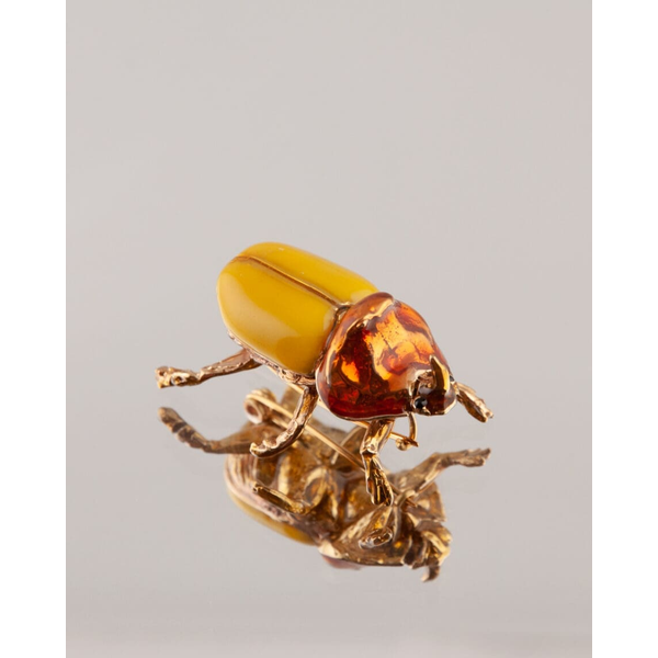 LARGE MALE SCARAB BROOCH WITH 24K YG & YELLOW ENAMEL Carats Mcallen, TX