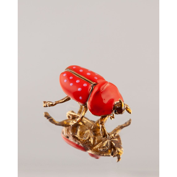 Male Scarab Brooch, Brass w/24k yg overlay, Orange with Polka Dots Carats Mcallen, TX
