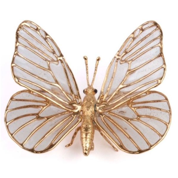 Large Butterfly 01 Brooch, Clear Enamel w/24k YG Overlay Carats Mcallen, TX