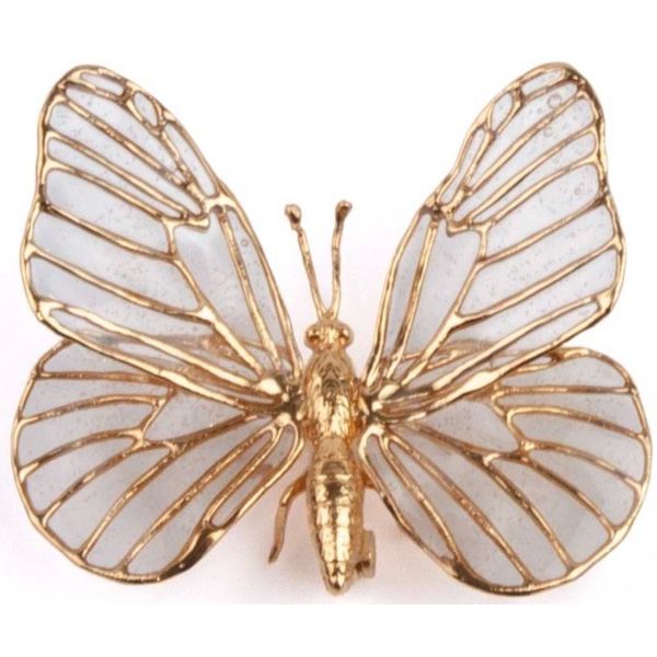Brooch Medium Butterfly 01, Clear Enamel w/24k YG Overlay Carats Mcallen, TX