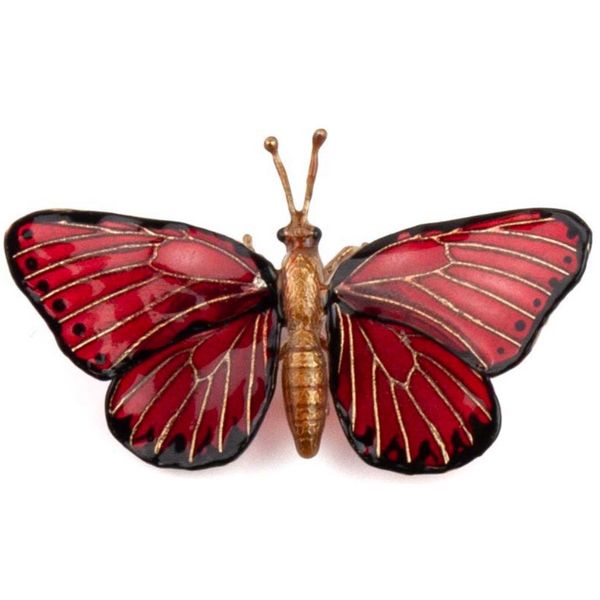 Medium Butterlfy Brooch Red, Brass w/24k yg Overlay & Red Enamel Carats Mcallen, TX