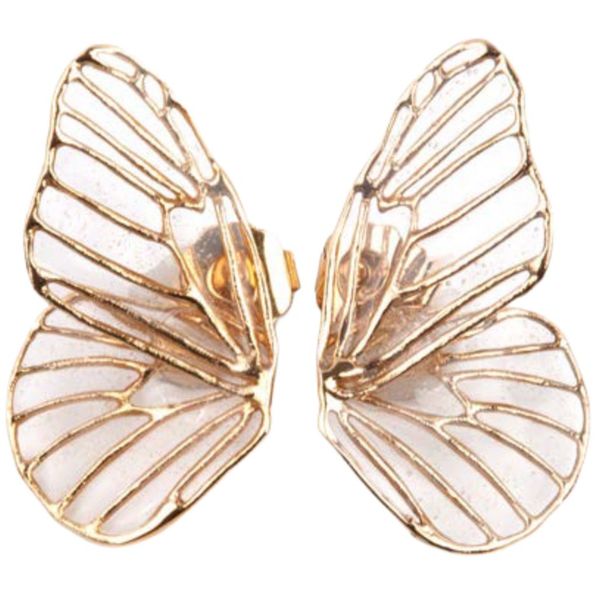 Butterfly 01 Earrings, Medium Wings Gold, in brass w/24k yg w/clear enamel Carats Mcallen, TX
