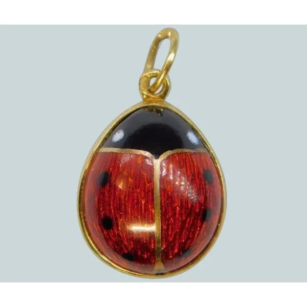 18k Yellow Gold & Red Enamel Ladybug Pendant Carats Mcallen, TX