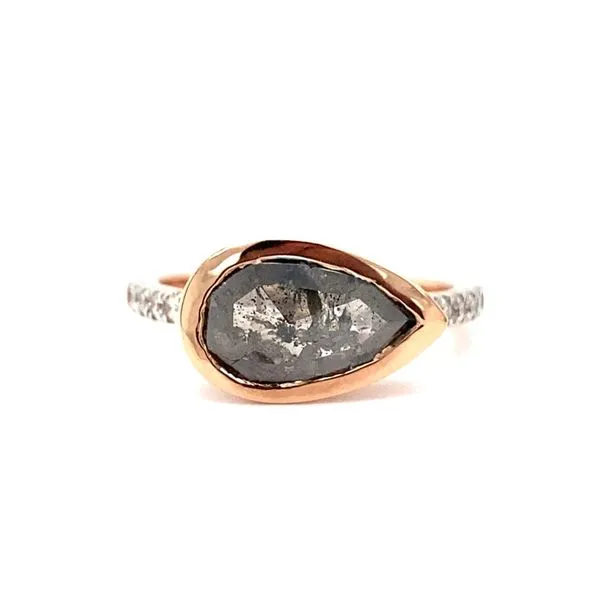 Salt Pepper Diamond Bezel Engagement Ring in 14 Karat Rose