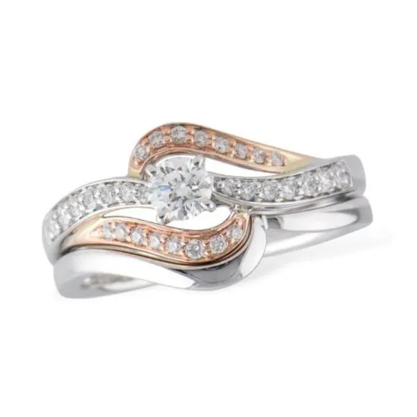 14 Karat White & Rose Gold Natural Diamond Engagement Ring with Wedding Band Carroll / Ochs Jewelers Monroe, MI