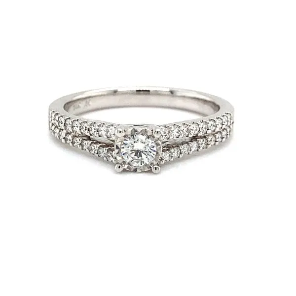 14 Karat White Gold Natural Diamond Engagement Ring with ...