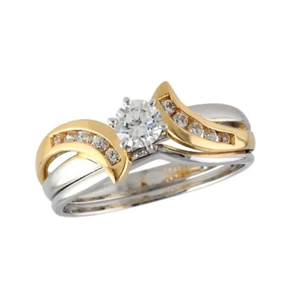 14 Karat Two-Tone Natural Diamond Engagement Ring with Wedding Band Carroll / Ochs Jewelers Monroe, MI
