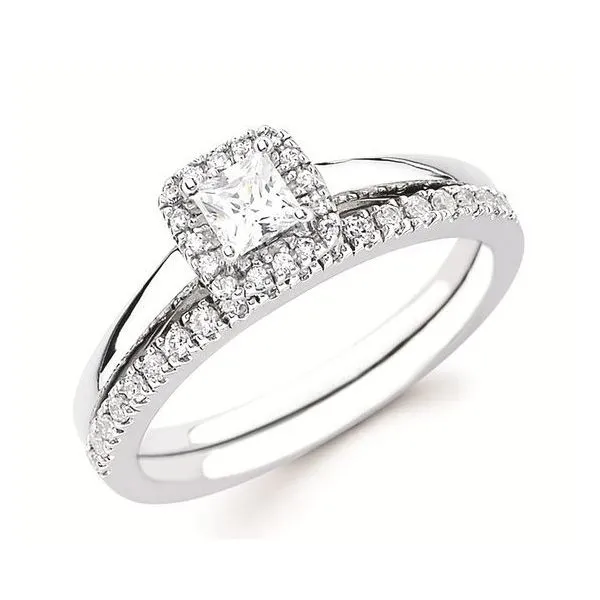 14 Karat White Gold Natural Diamond Engagement Ring and Wedding Band Carroll / Ochs Jewelers Monroe, MI