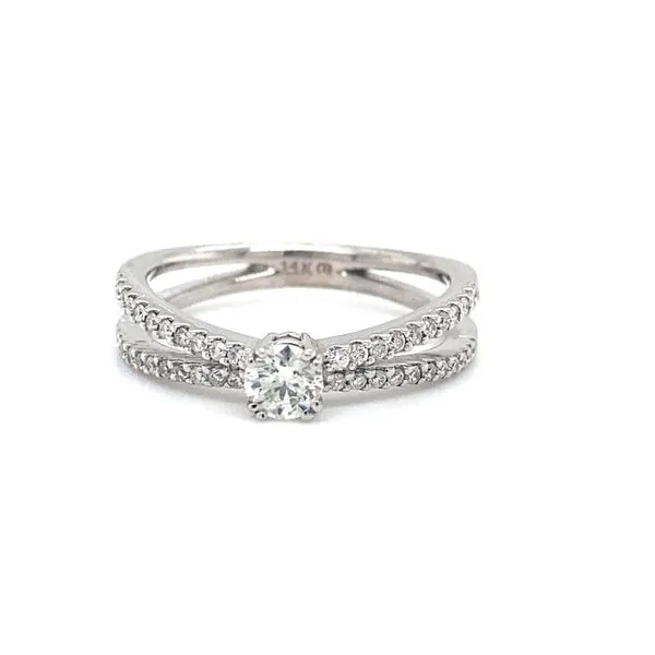 14 Karat White Gold Natural Diamond Engagement Ring and W...