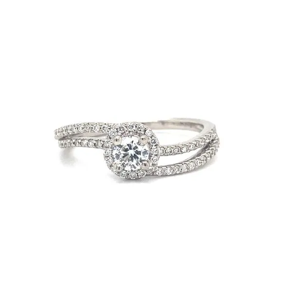 14 Karat White Gold Natural Diamond Estate Engagement Rin...