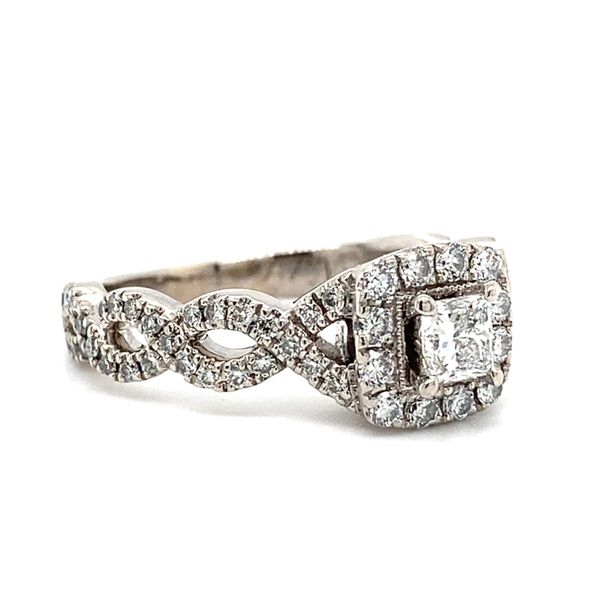 14K White Gold Princess Diamond Halo Twist Band Engagement Ring Image 2 Carroll / Ochs Jewelers Monroe, MI