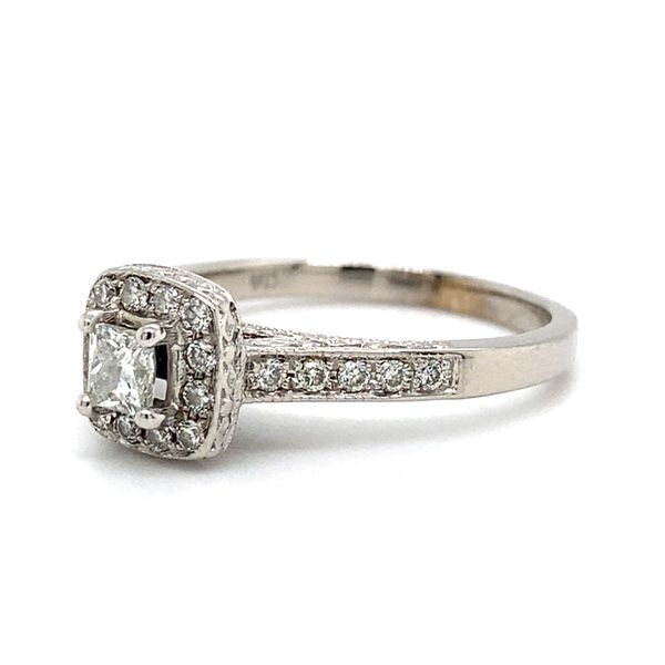 14K White Gold Halo Natural Diamond Engagement Ring Image 2 Carroll / Ochs Jewelers Monroe, MI