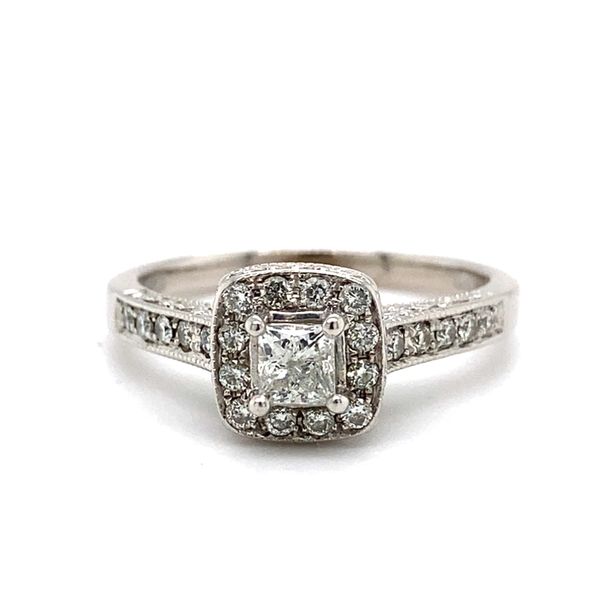 14K White Gold Halo Natural Diamond Engagement Ring Carroll / Ochs Jewelers Monroe, MI