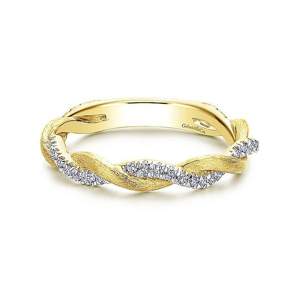 14K Yellow Gold Twisted Diamond Stackable Ring Carroll / Ochs Jewelers Monroe, MI
