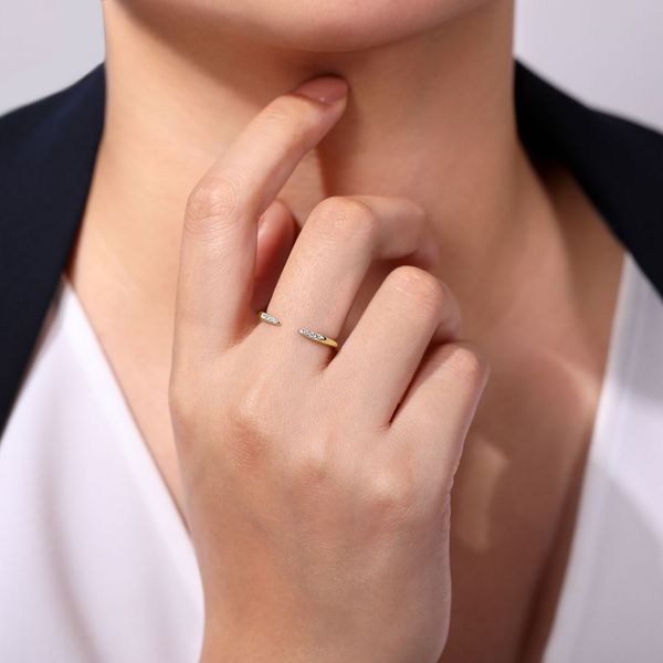 14K Yellow Gold Open Diamond Tipped Stackable Ring Image 3 Carroll / Ochs Jewelers Monroe, MI
