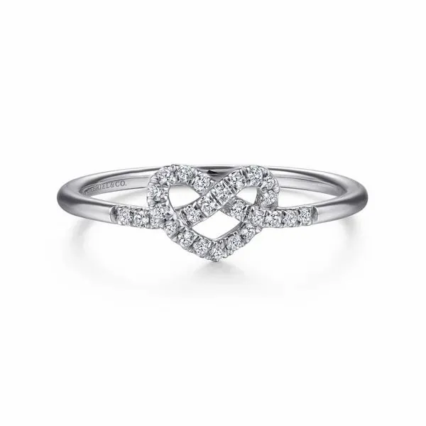 14K White Gold Diamond Pretzel Love Knot Heart Ring Carroll / Ochs Jewelers Monroe, MI