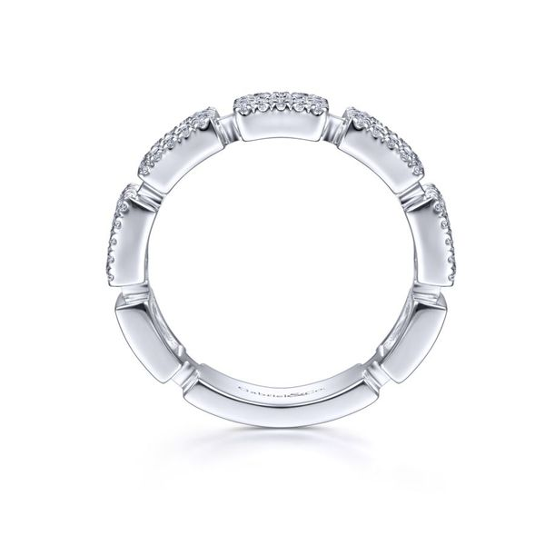 14K White Gold Baguette and Round Diamond Station Ring Image 2 Carroll / Ochs Jewelers Monroe, MI