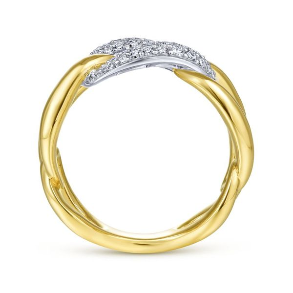 14K White-Yellow Gold Large Chain Link Diamond Station Ring Image 2 Carroll / Ochs Jewelers Monroe, MI