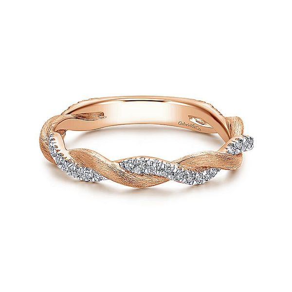 14K Rose Gold Twisted Diamond Stackable Ring Carroll / Ochs Jewelers Monroe, MI