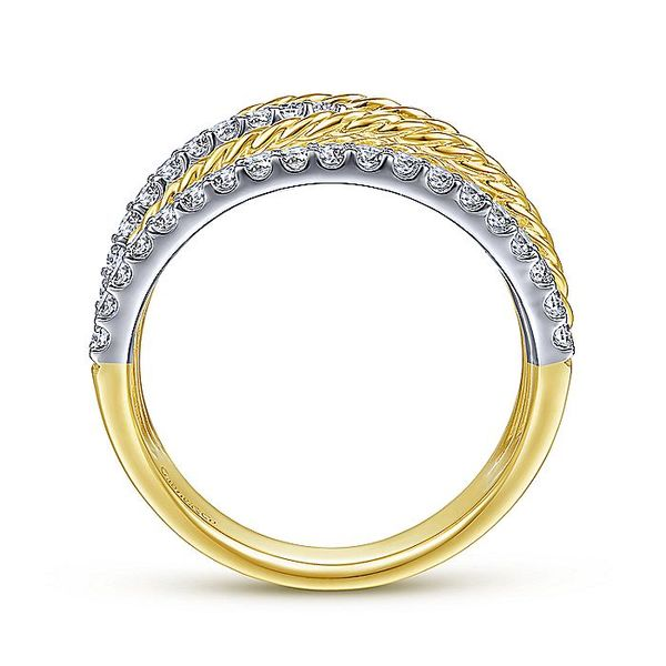 14K White-Yellow Gold Twisted Rope and Diamond Multi Row Ring Image 2 Carroll / Ochs Jewelers Monroe, MI